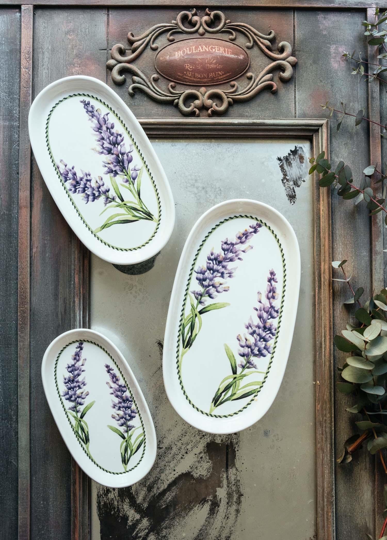 The Mia Provence Lavanta Oval Servis Tabağı 2li Set 29 cm