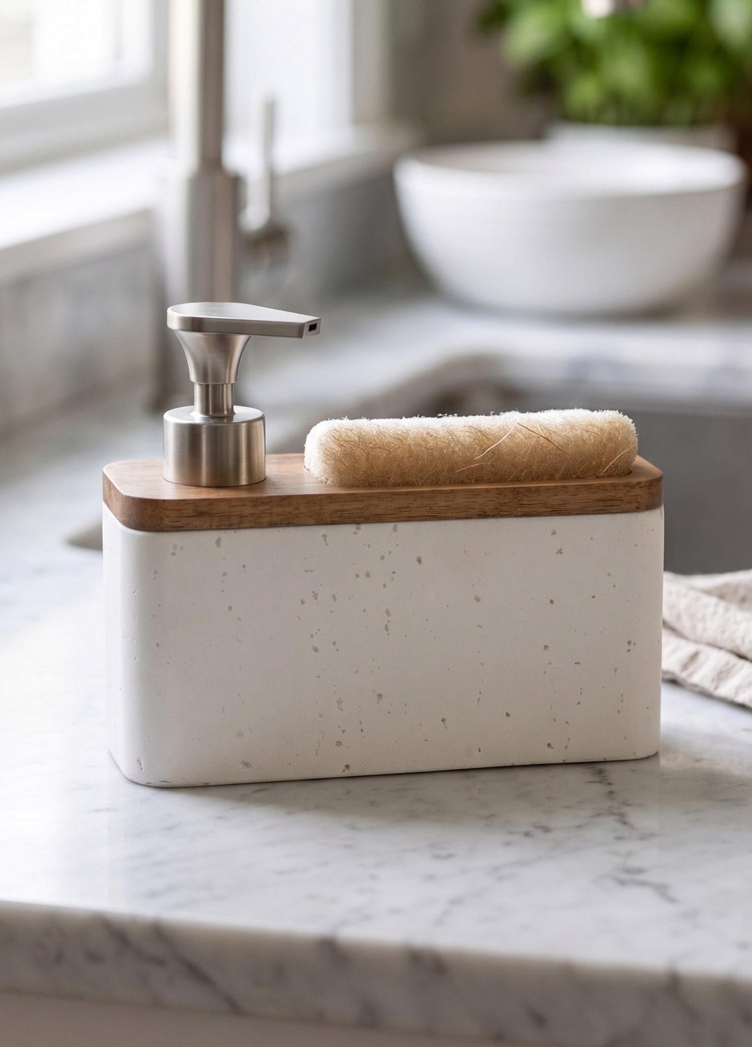 The Mia Travertine Süngerli Sıvı Sabunluk Beyaz 420 ml