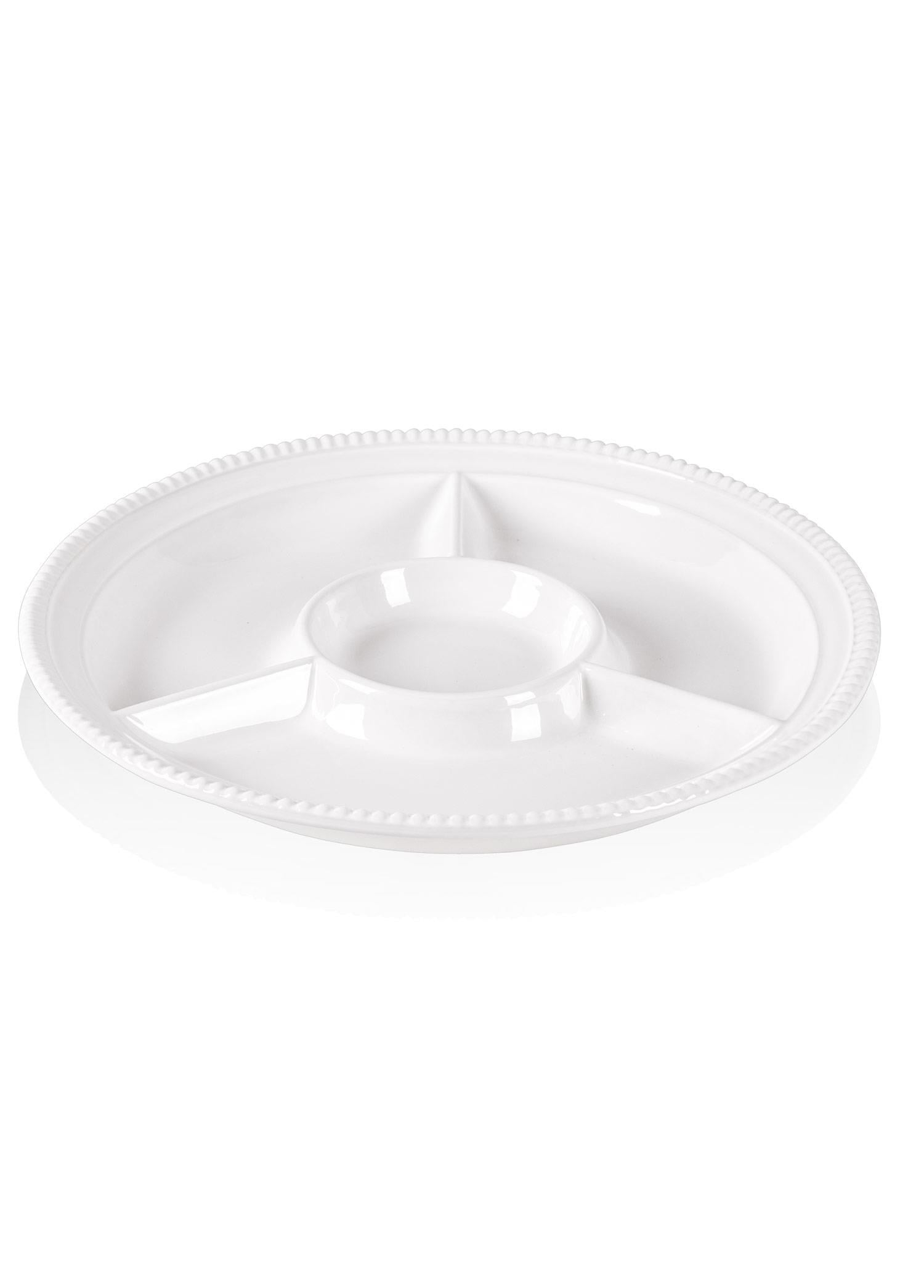 The Mia Grande Servis Tabağı Bölmeli Beyaz 39 cm
