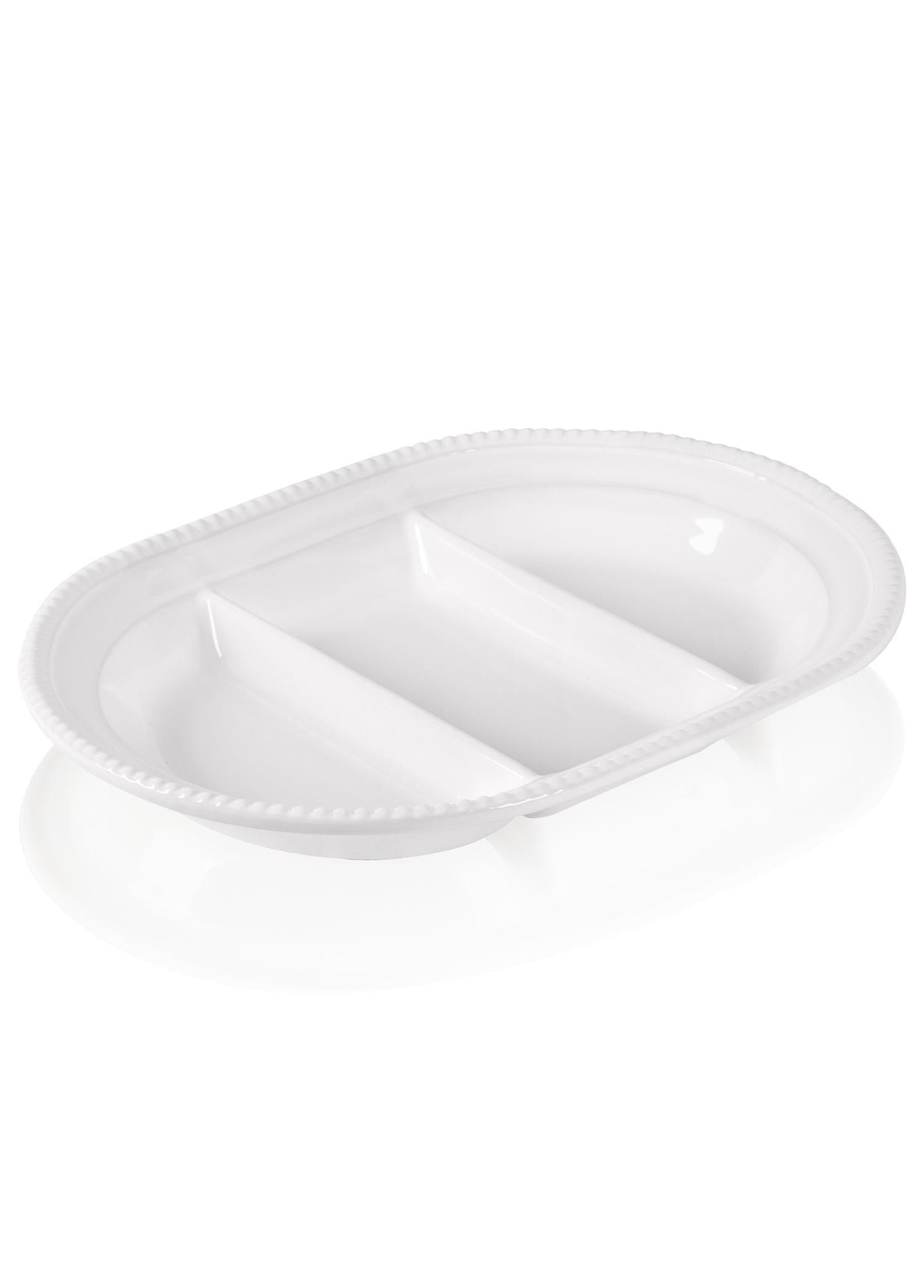 The Mia Grande Servis Tabağı 3 Bölmeli Beyaz 42 cm