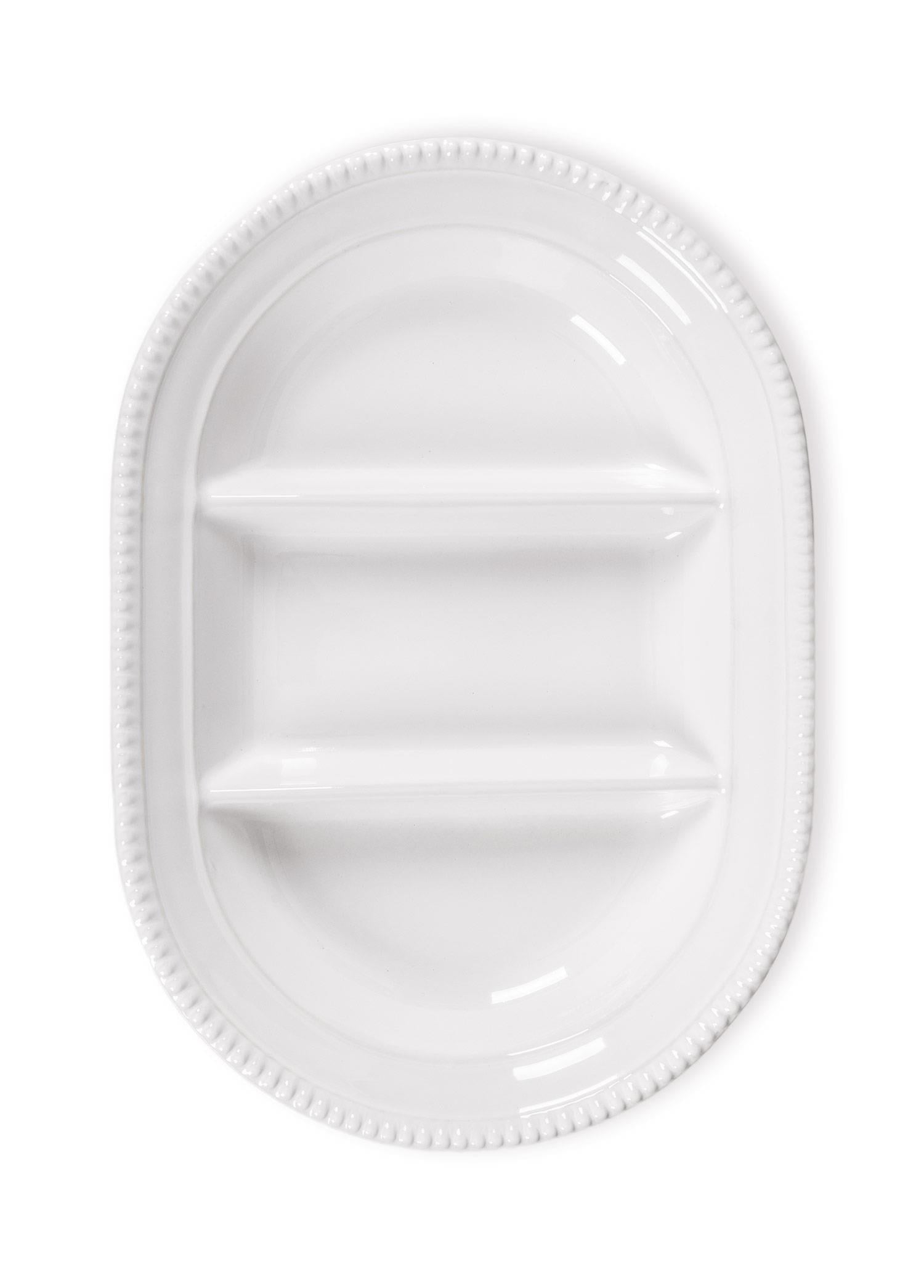 The Mia Grande Servis Tabağı 3 Bölmeli Beyaz 42 cm