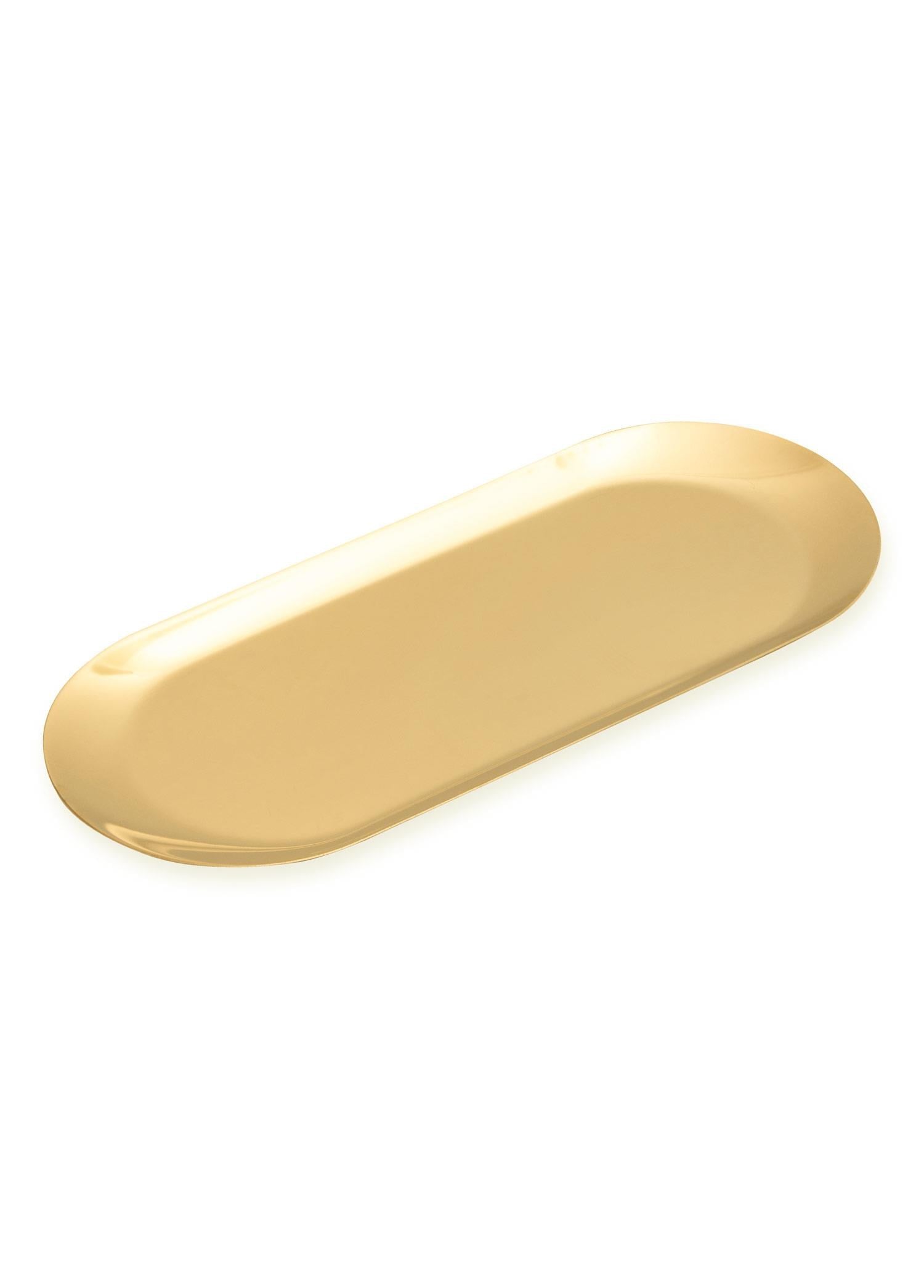 The Mia Linea Oval Çelik Servis Tabağı Gold 30 x 12 Cm