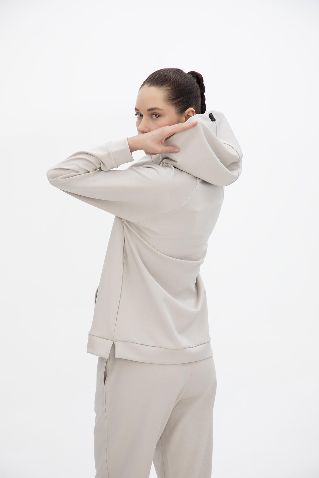 Oma Kapşonlu Cepli Sweat Cloud Dancer M