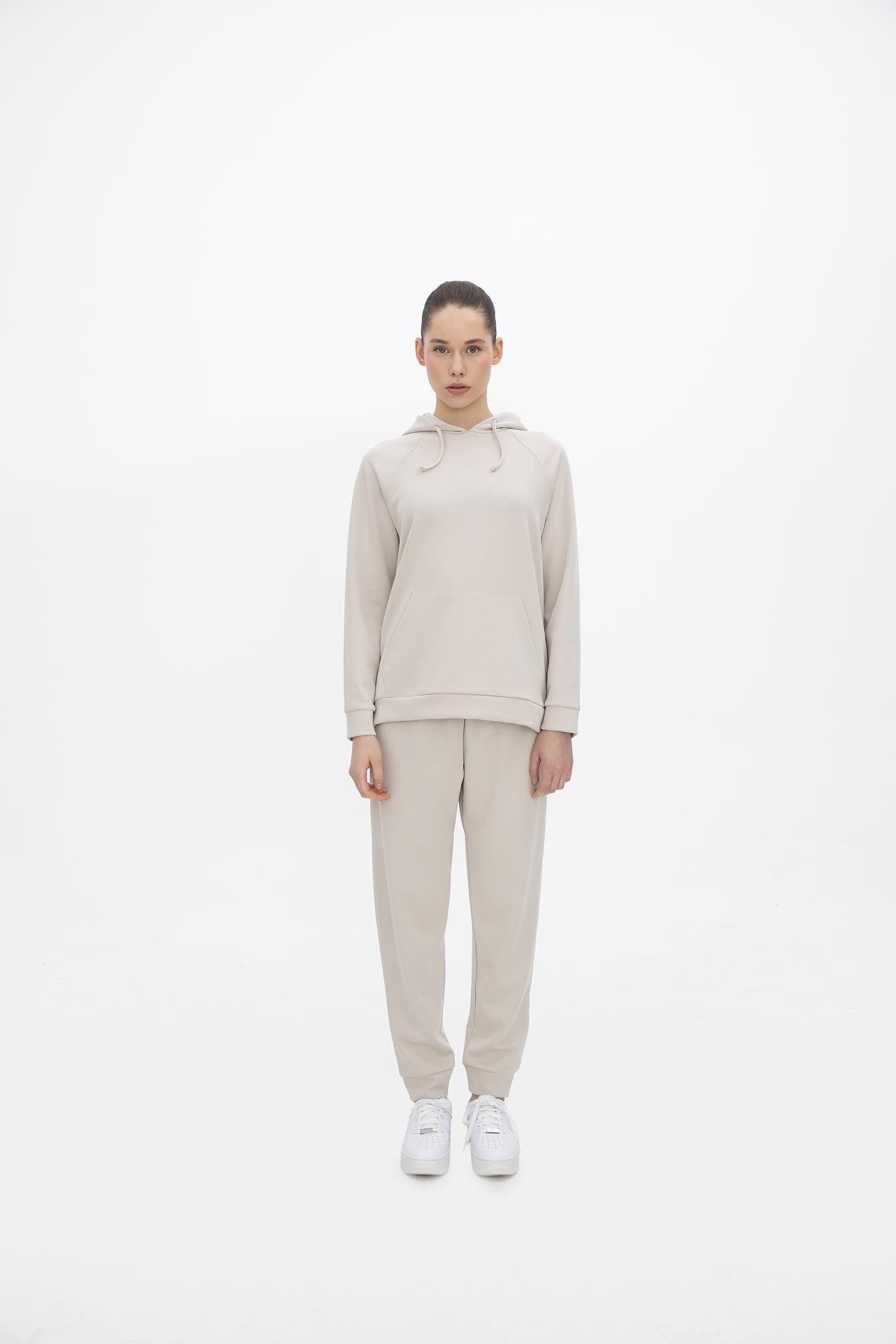 Oma Kapşonlu Cepli Sweat Cloud Dancer M