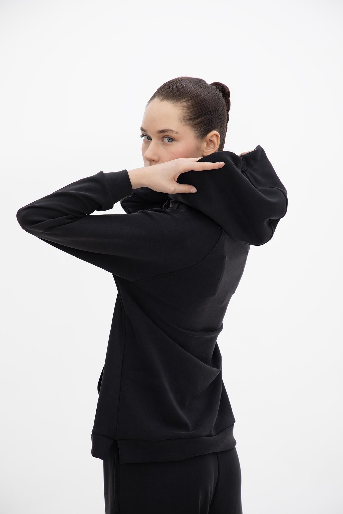 Oma Kapşonlu Cepli Sweat Jet Black M