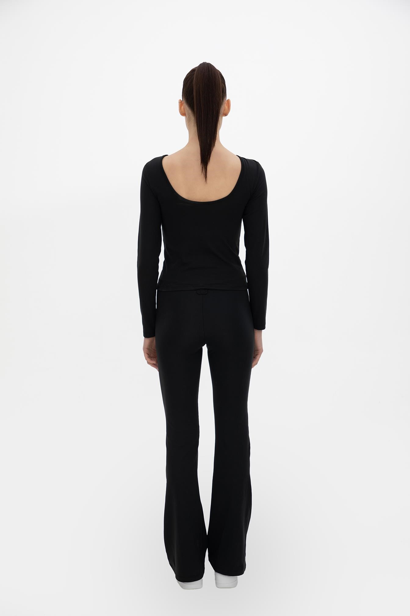 Oma Uzun Kollu Crop Jet Black S