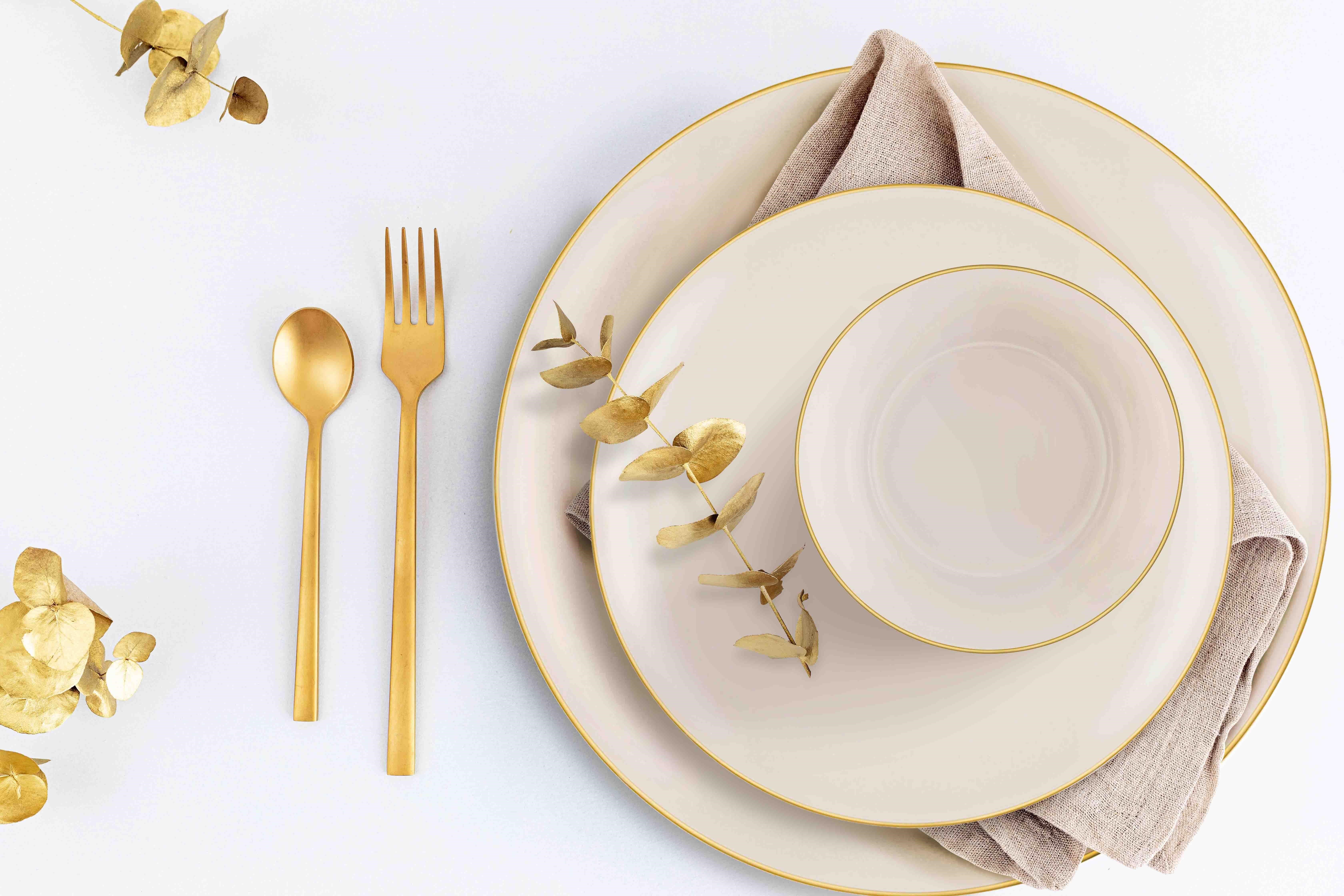 The Mia Basic Servis Tabağı 6 Lı Set Krem - 26cm