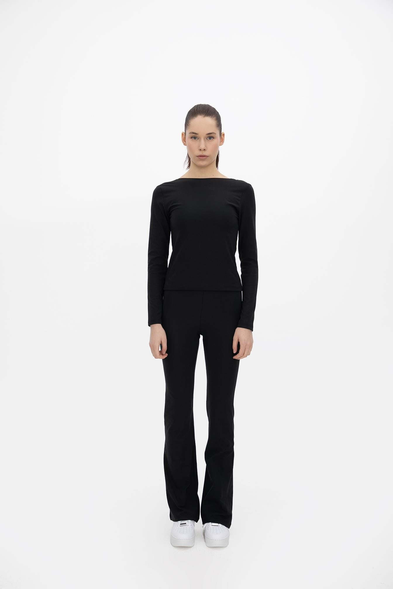 Oma Flare Paça Tayt Jet Black S