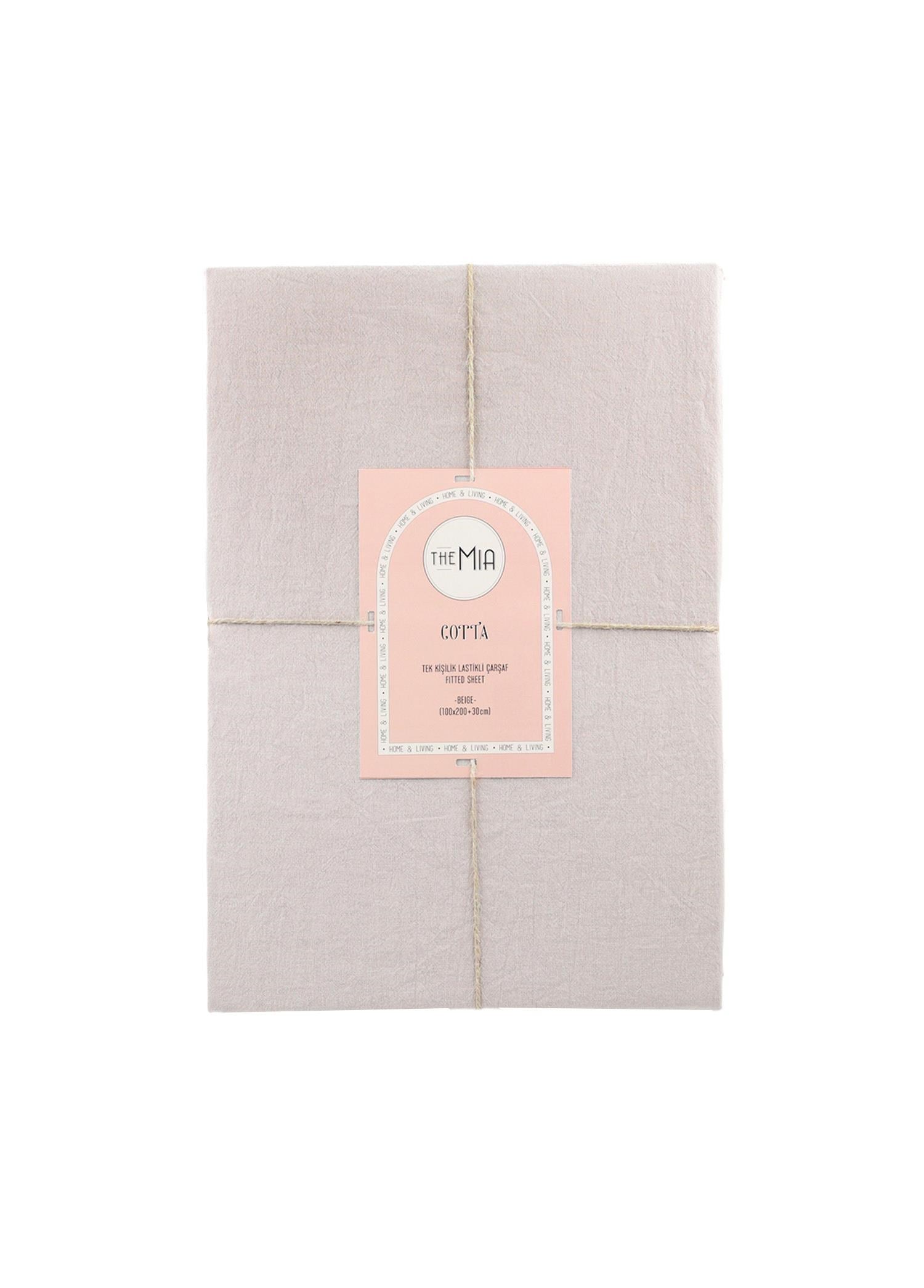 The Mia Cotta Beige Tek Kişilik Lastikli Çarşaf 200x100 Cm