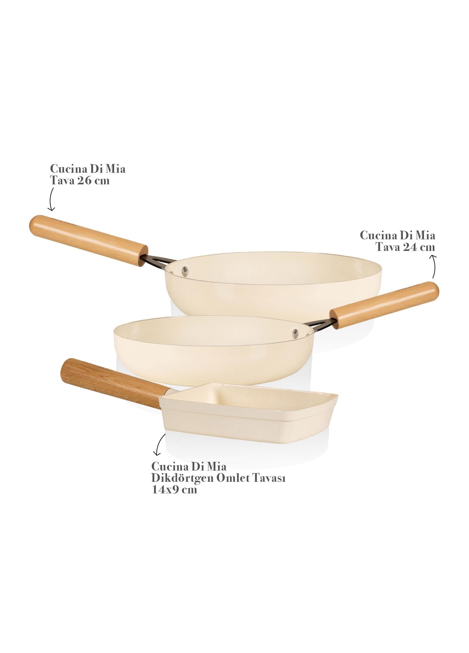 The Mia Cucina Di Mia İndüksiyon Tabanlı Seramik Tava Seti 3 Parça