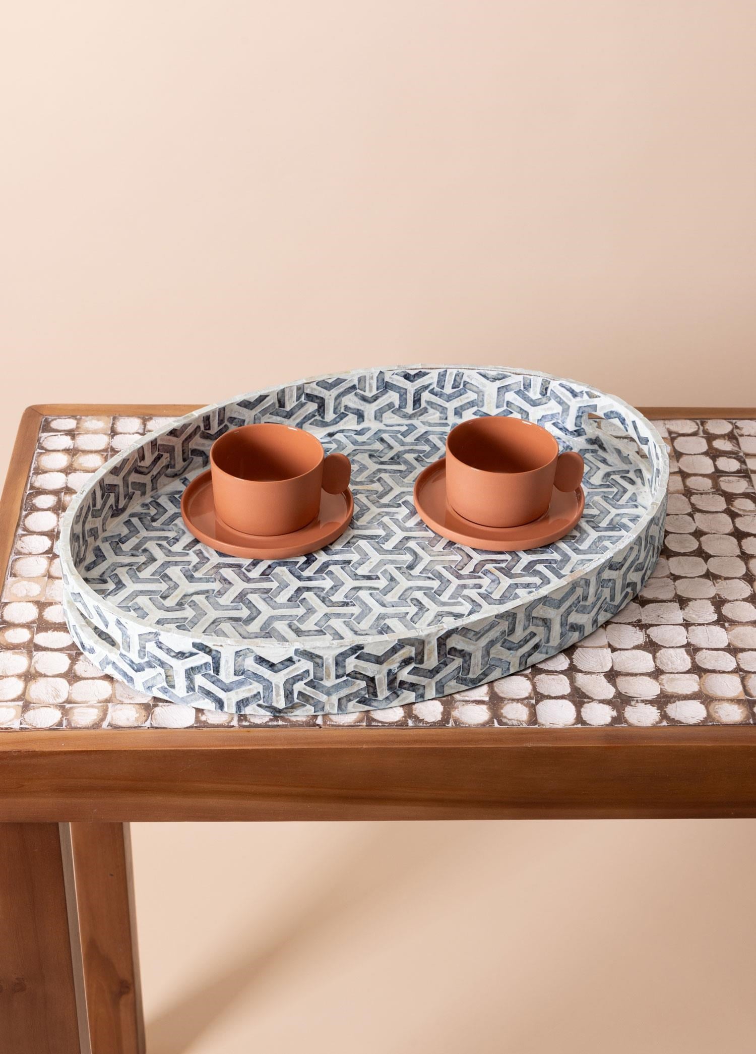 The Mia Sedef Oval Tepsi 50x36x6 cm TLC0094