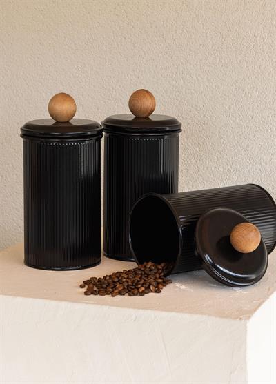 The Mia Stripe Çay Kahve Şeker Kavanozu Siyah 1,20 Lt