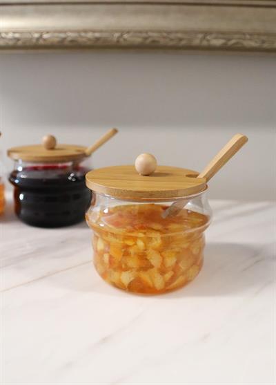 The Mia Bambu Kapaklı Borosilikat Cam Kavanoz Seti 4 Parça 250 ml
