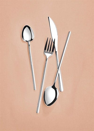 The Mia Giallo Çatal Kaşık Bıçak Takımı Gümüş 24 Parça