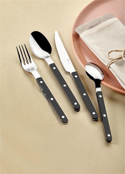 The Mia Comida Çatal Kaşık Bıçak Takımı Siyah 24 Parça