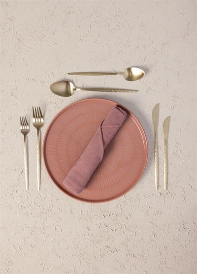 The Mia Shiny Çatal Kaşık Bıçak Takımı Mat Gold 24 Parça