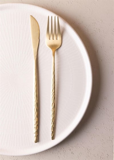 The Mia Shiny Çatal Kaşık Bıçak Takımı Mat Gold 24 Parça