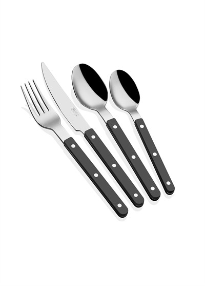 The Mia Comida Çatal Kaşık Bıçak Takımı Siyah 24 Parça