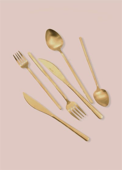 The Mia Giallo Çatal Kaşık Bıçak Takımı Mat Gold 36 Parça
