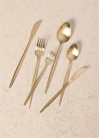 The Mia Shiny Çatal Kaşık Bıçak Takımı Mat Gold 36 Parça