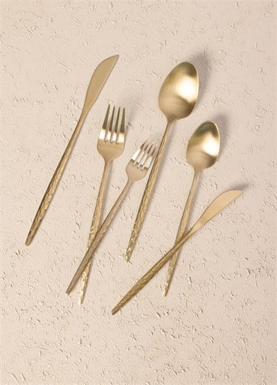 The Mia Shiny Çatal Kaşık Bıçak Takımı Mat Gold 36 Parça