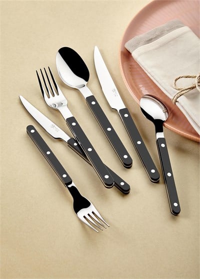 The Mia Comida Çatal Kaşık Bıçak Takımı Siyah 36 Parça