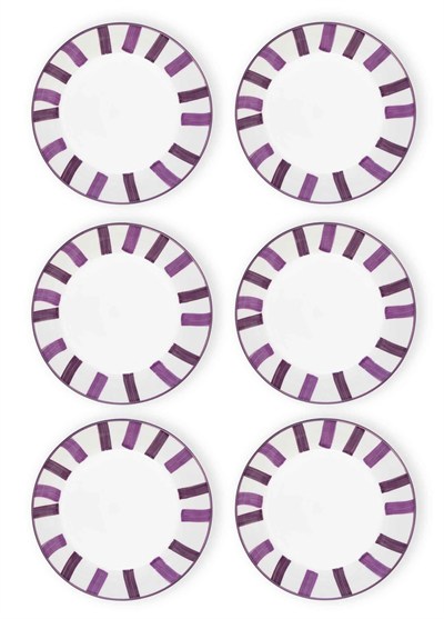 The Mia Joy Yemek Tabağı 6lı Set Mor 20 cm