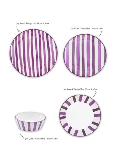 The Mia Joy Yemek Takımı 6 Kişilik 24 Parça Mor 2401