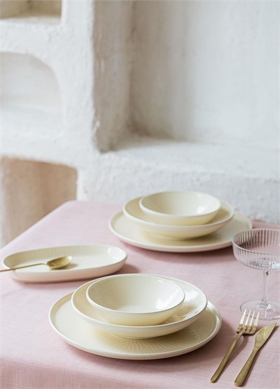 The Mia Noon Yemek Tabağı 6lı Krem 20 cm