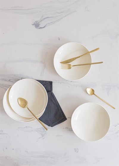 The Mia Noon Yemek Tabağı 6lı Krem 20 cm