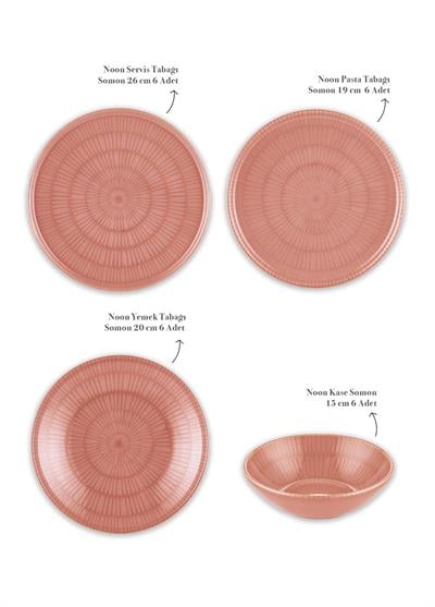 The Mia Noon Yemek Takımı 6 Kişilik Somon 24 Parça