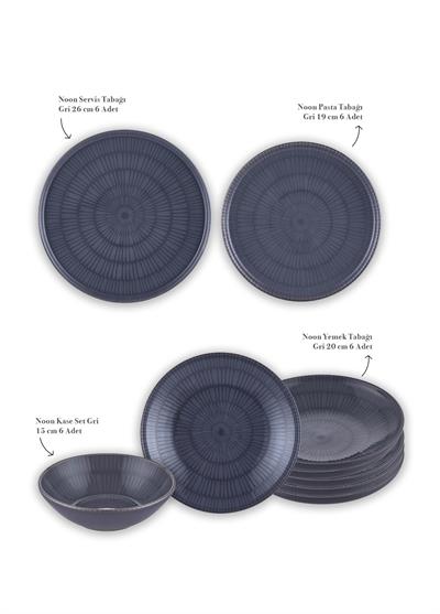 The Mia Noon Yemek Takımı 6 Kişilik Gri 24 Parça