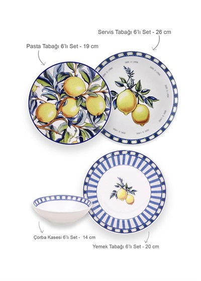 The Mia Odore Di Limone Yemek Takımı 6 Kişilik 24 Parça Set 2
