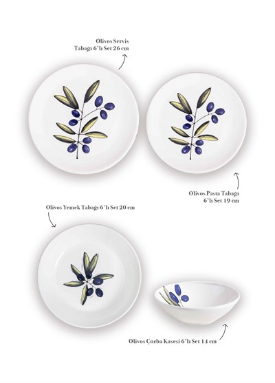 The Mia Olivos 6 Kişilik Yemek Takımı 24 Parça Set 1