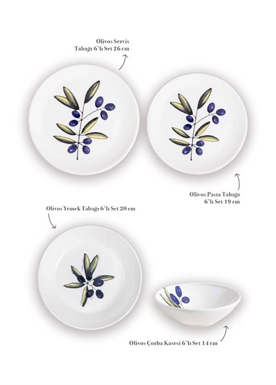 The Mia Olivos 6 Kişilik Yemek Takımı 24 Parça Set 1