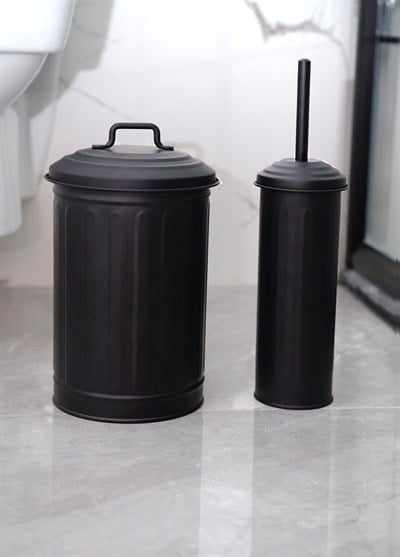 The Mia Çöp Kovası Tuvalet Fırçası Seti Siyah MGL0059