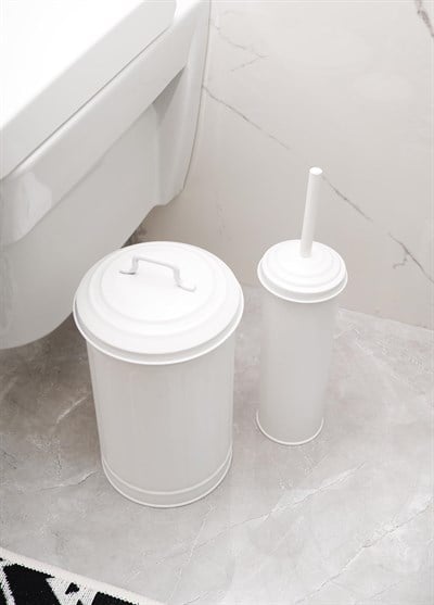 The Mia Çöp Kovası Tuvalet Fırçası Seti Beyaz MGL0060