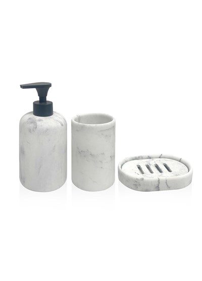 The Mia Marble Banyo Seti Siyah Beyaz 3 Parça