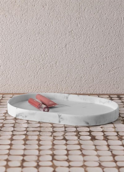 The Mia Marble Banyo Tepsisi Beyaz 30x20x3 cm