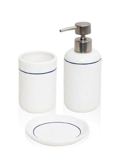 The Mia Pure Banyo Seti Beyaz Mavi 3 Parça