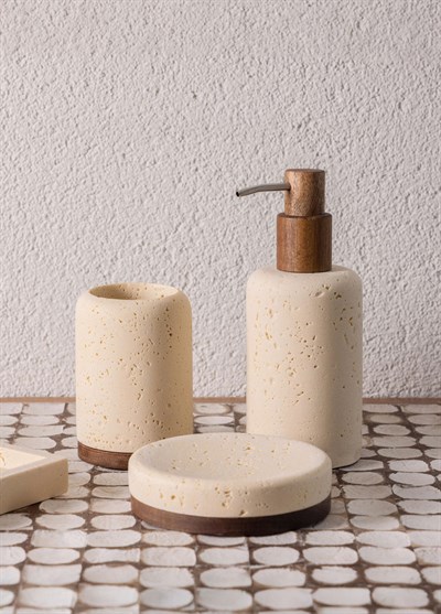 The Mia Travertine Banyo Seti Bej 3 Parça