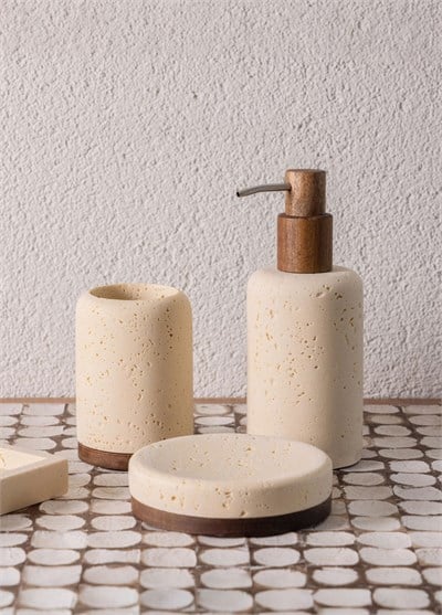 The Mia Travertine Banyo Seti Bej 3 Parça