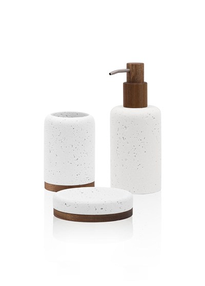 The Mia Travertine Banyo Seti Beyaz 3 Parça