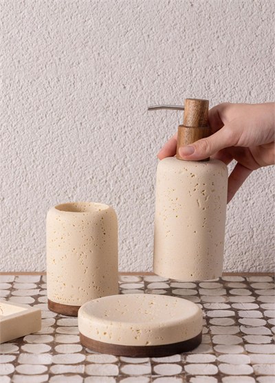 The Mia Travertine Banyo Seti Bej 3 Parça
