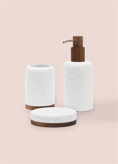 The Mia Travertine Banyo Seti Beyaz 3 Parça