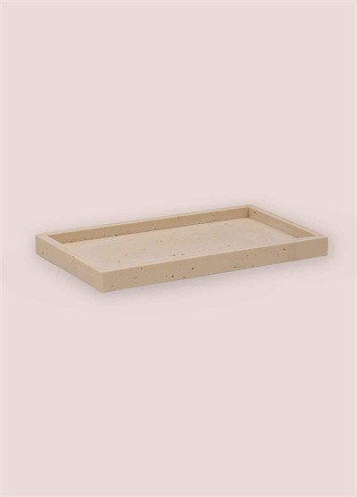 The Mia Travertine Banyo Tepsisi Bej 28x16x3 cm
