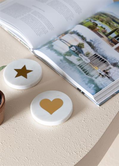 The Mia Mermer Bardak Altlığı KALP