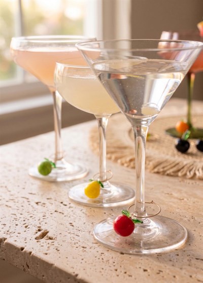 The Mia Figürlü Wine Charm Seti  6 lı