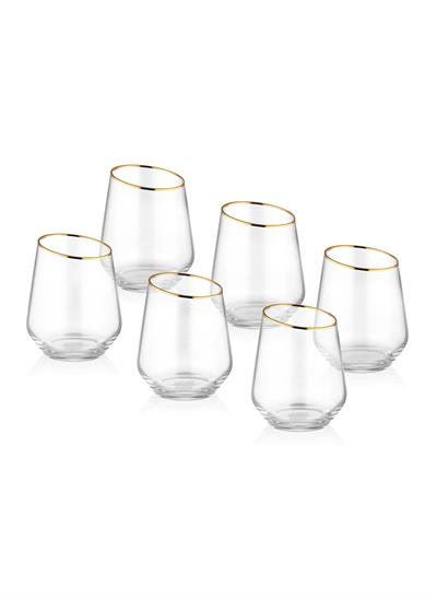 The Mia Gina Su Bardağı Kısa Gold 6lı Set      