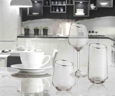 The Mia Gina Su Bardağı Kısa Gümüş 6lı Set      